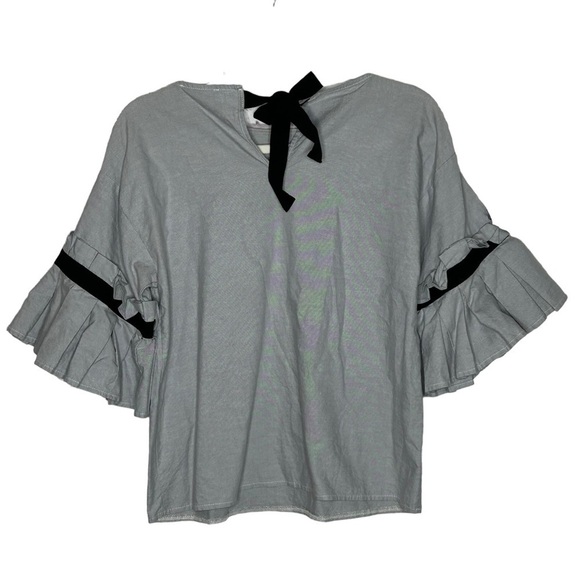 Chepè Blue Ruffle Sleeve 100% Cotton Top - Picture 3 of 16